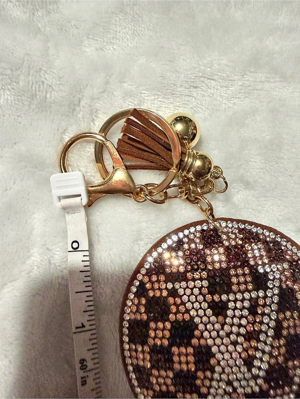Brown Checker Print Rhinestone Plushie Keychain/ Bag Charm - Picture 4 of 5